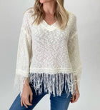 Six/Fifty Crochet Fringe Sweater - Ivory