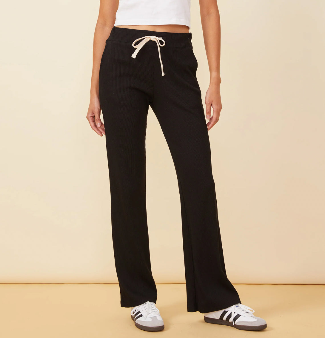 Monrow Rib Around Town Pant - Black