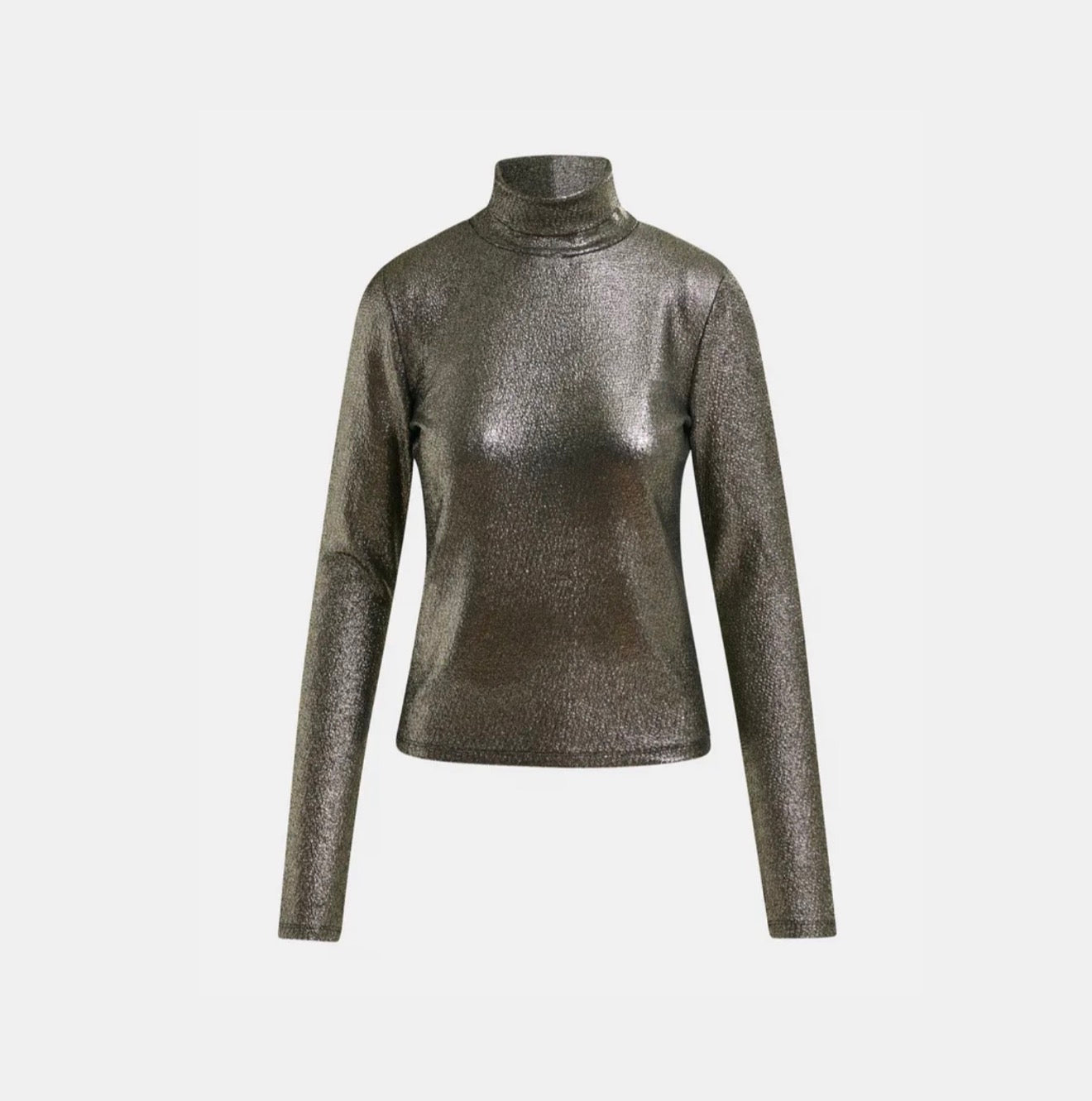 Essentiel Antwerp Stretch Jersey Turtleneck Top - Silver