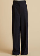 KHAITE The Banton Pant - Navy/White Stripe