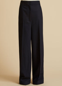 KHAITE The Banton Pant - Navy/White Stripe