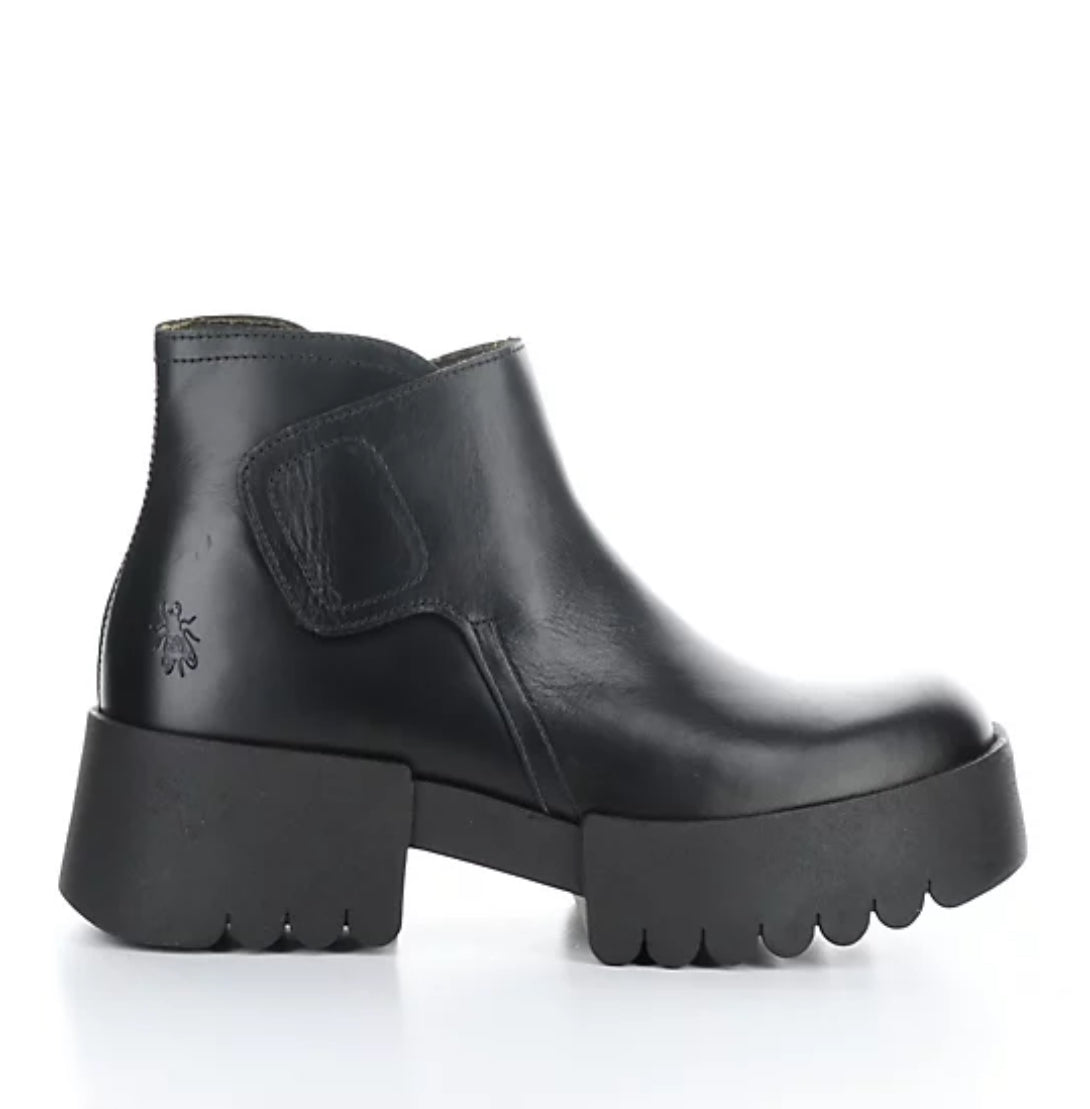 Fly London Leather Endo Platform Boot - Black