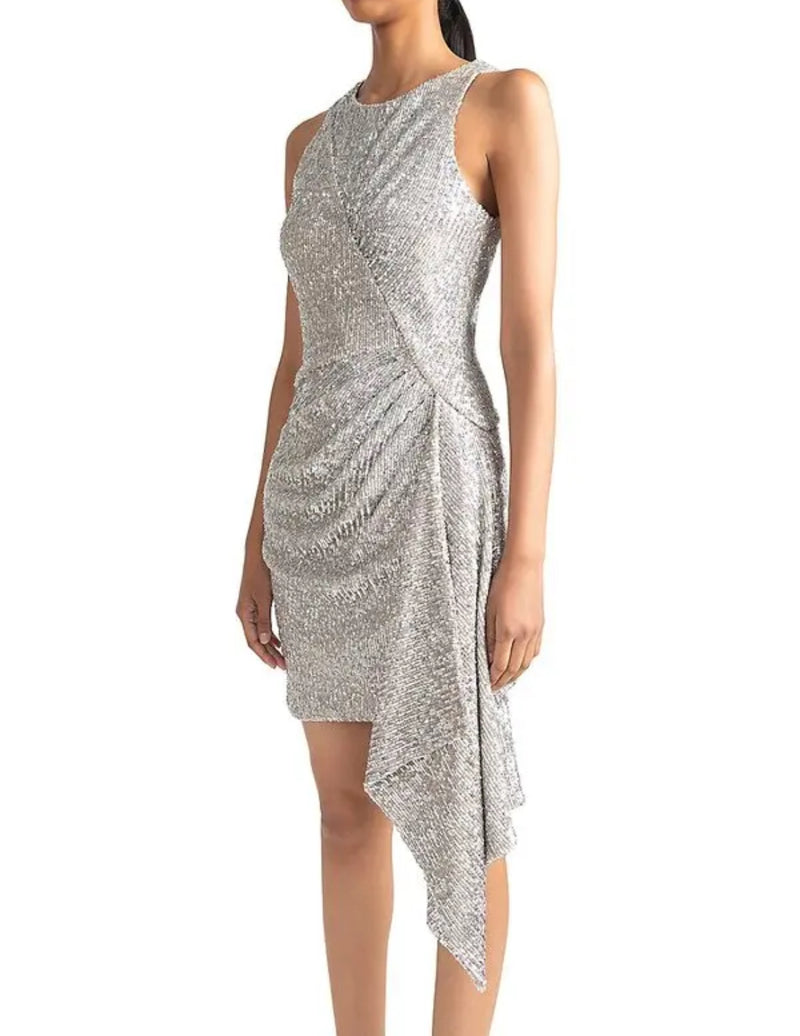 Shoshanna Banks Shimmering Mini Dress - Silver