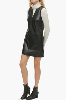 Michael Stars Cecilia A-Line Faux Leather Dress - Black