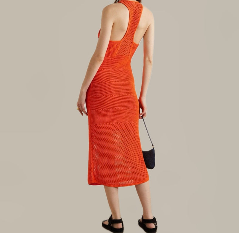 A.L.C. Roland Crochet Sheath Dress - Clementine Orange