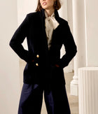 LA COVETURE by Le Stripe Raffaella Reefer Coat Jacket - Navy