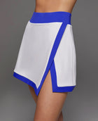 MICHI Rival Tennis Skirt W/ Shorts - White/Royal Blue