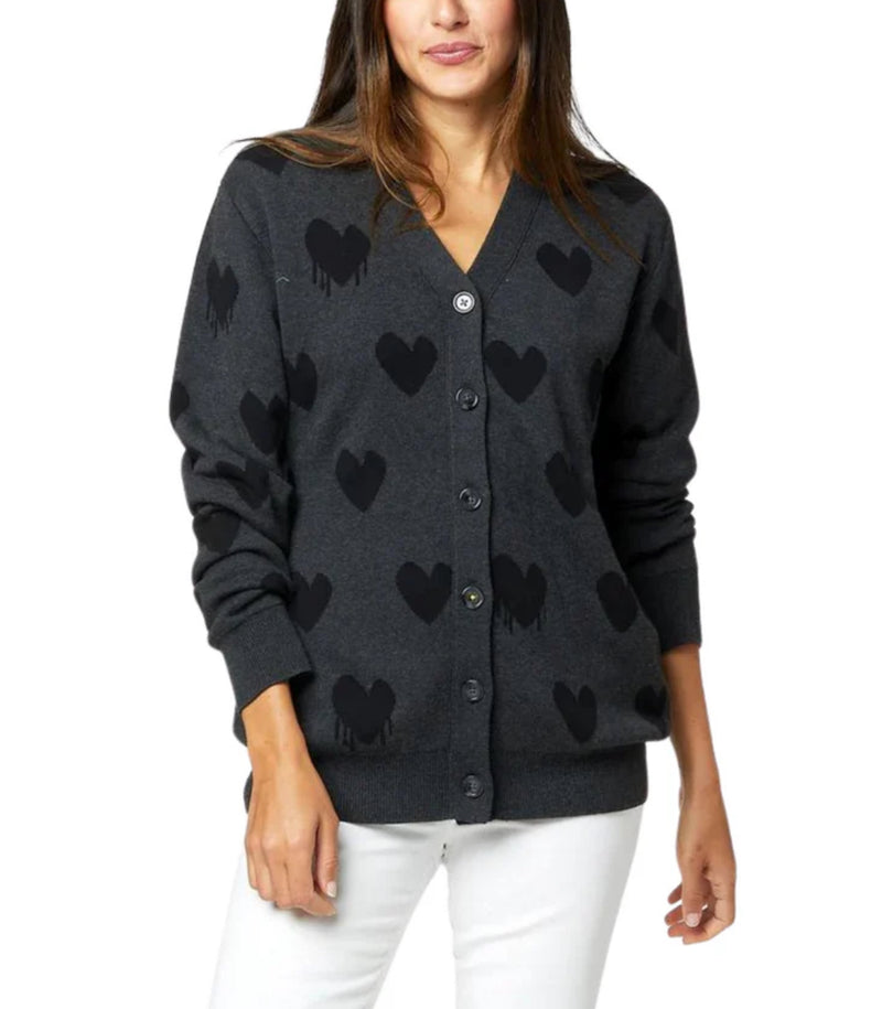 Kerri Rosenthal Mr. Right Drippy Heart Cardigan Unisex - Charcoal