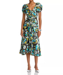 Cinq à Sept Tossed Floral Walker Dress - Obsidian Multi
