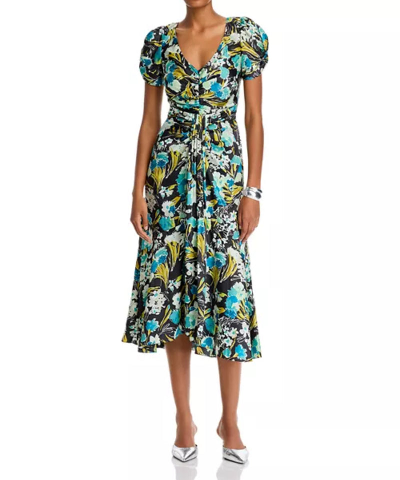Cinq à Sept Tossed Floral Walker Dress - Obsidian Multi