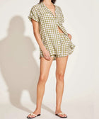 Vitamin A Tallows Linen Short - Avocado Gingham