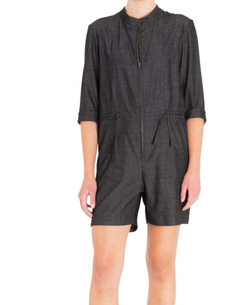 Elaine Kim Eco Denim Triniti Romper - Black