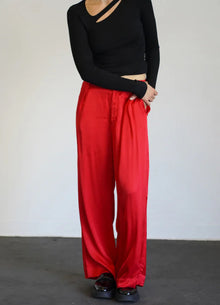 LNA Silky Wide Leg Pant - Red