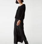 Michael Stars Nadia Mixed Fabric Satin Dress - Black