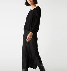 Michael Stars Nadia Mixed Fabric Satin Dress - Black