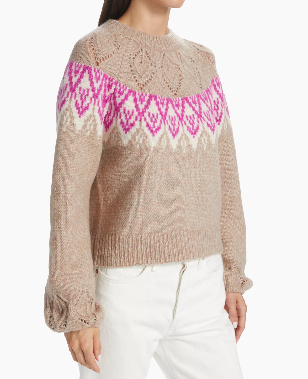 dh New York Hannah Pointelle Fair Isle-Inspired Sweater