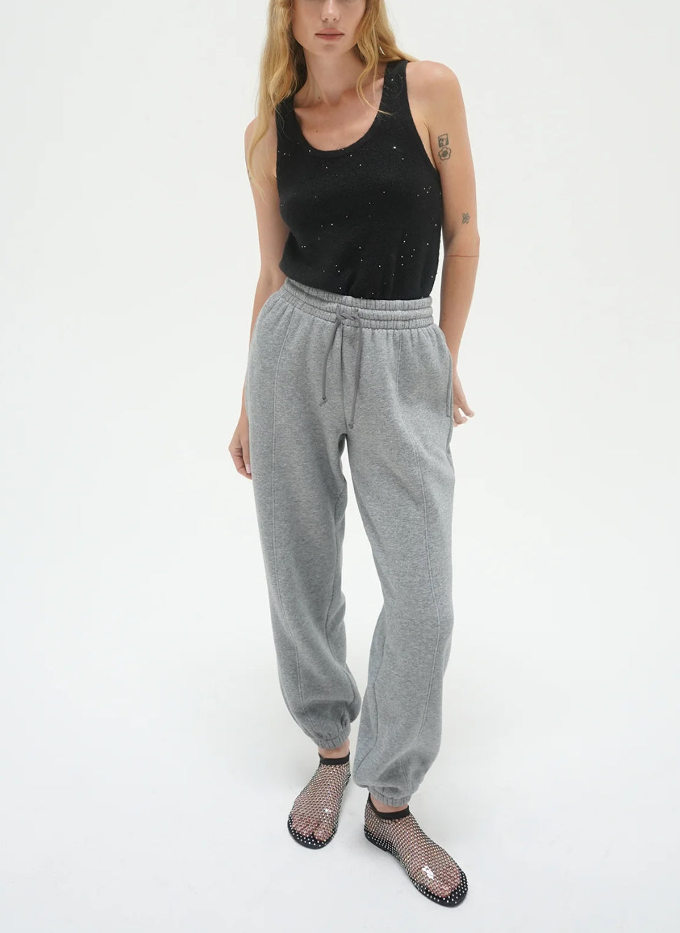 LNA Audra Sparkle Sweater Tank - Black
