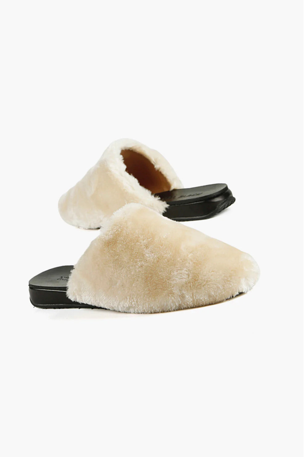 All Black Fun Fur Slipper - Beige