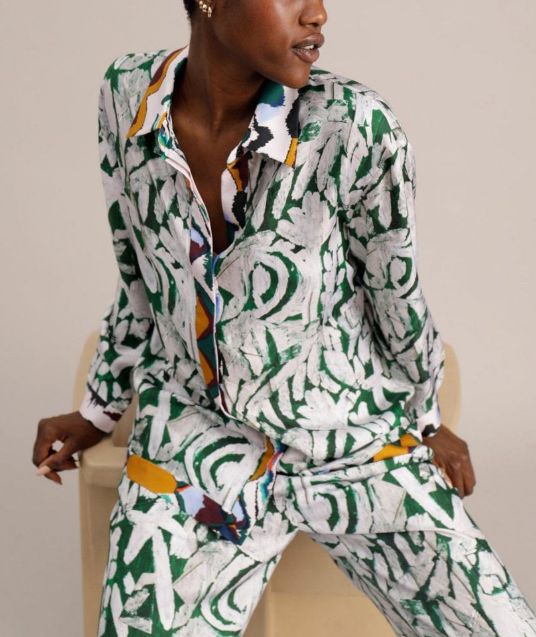 MUNTHE Jesseia Artist Print Shirt - Green
