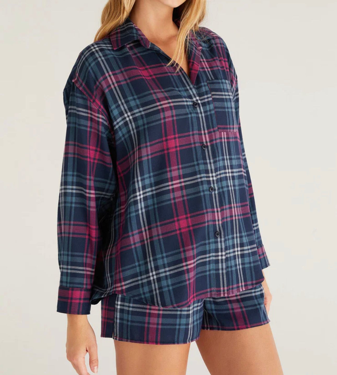 Z Supply Road Trip Plaid Shirt - Midnight Blue