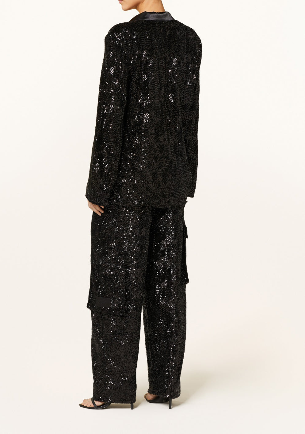 Rotate Birger Christensen Sequined Oversized Single-Breasted Blazer - Black