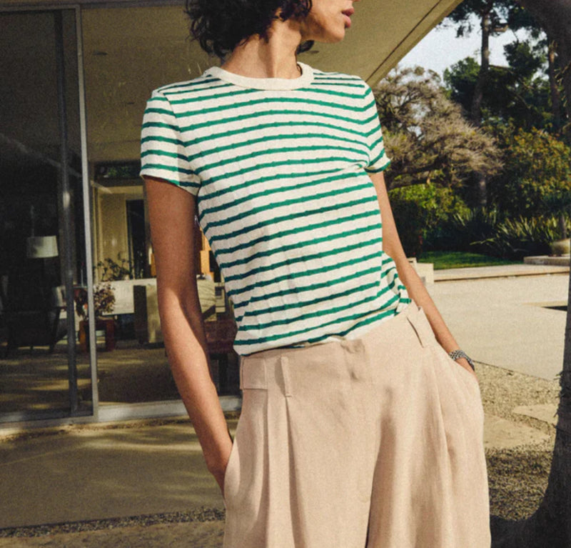 Nation Ltd Laurence Tee - Verdant Green Stripe