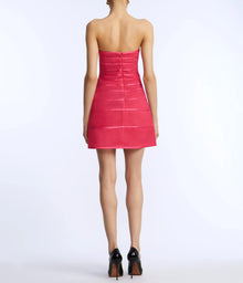 BCBGMAXAZRIA Sheer Volume Strapless Dress - Hot Pink