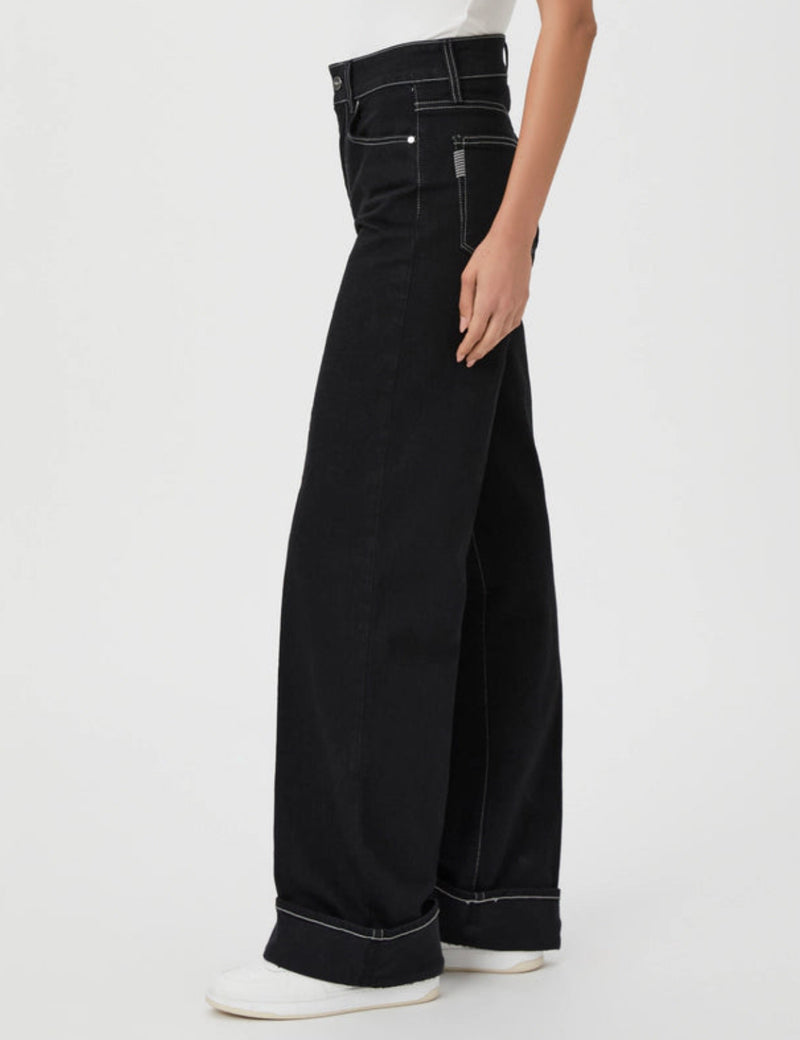 Paige Sasha 32″ Wide Cuff Jean – Twilight Black