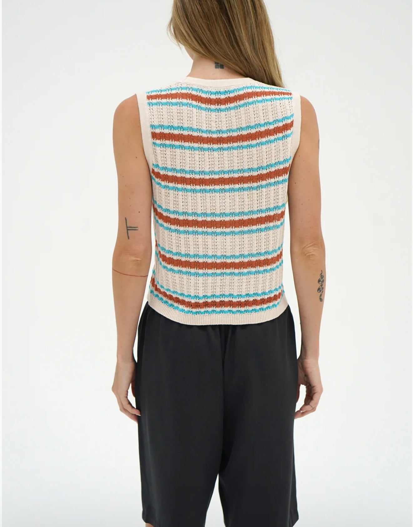 LNA Lou Sleeveless Cardigan - Sedona Stripe