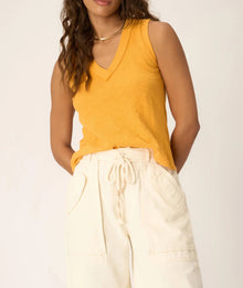 Project Social T Let Me Know Relaxed Slub V Neck Tank - Amber Glow