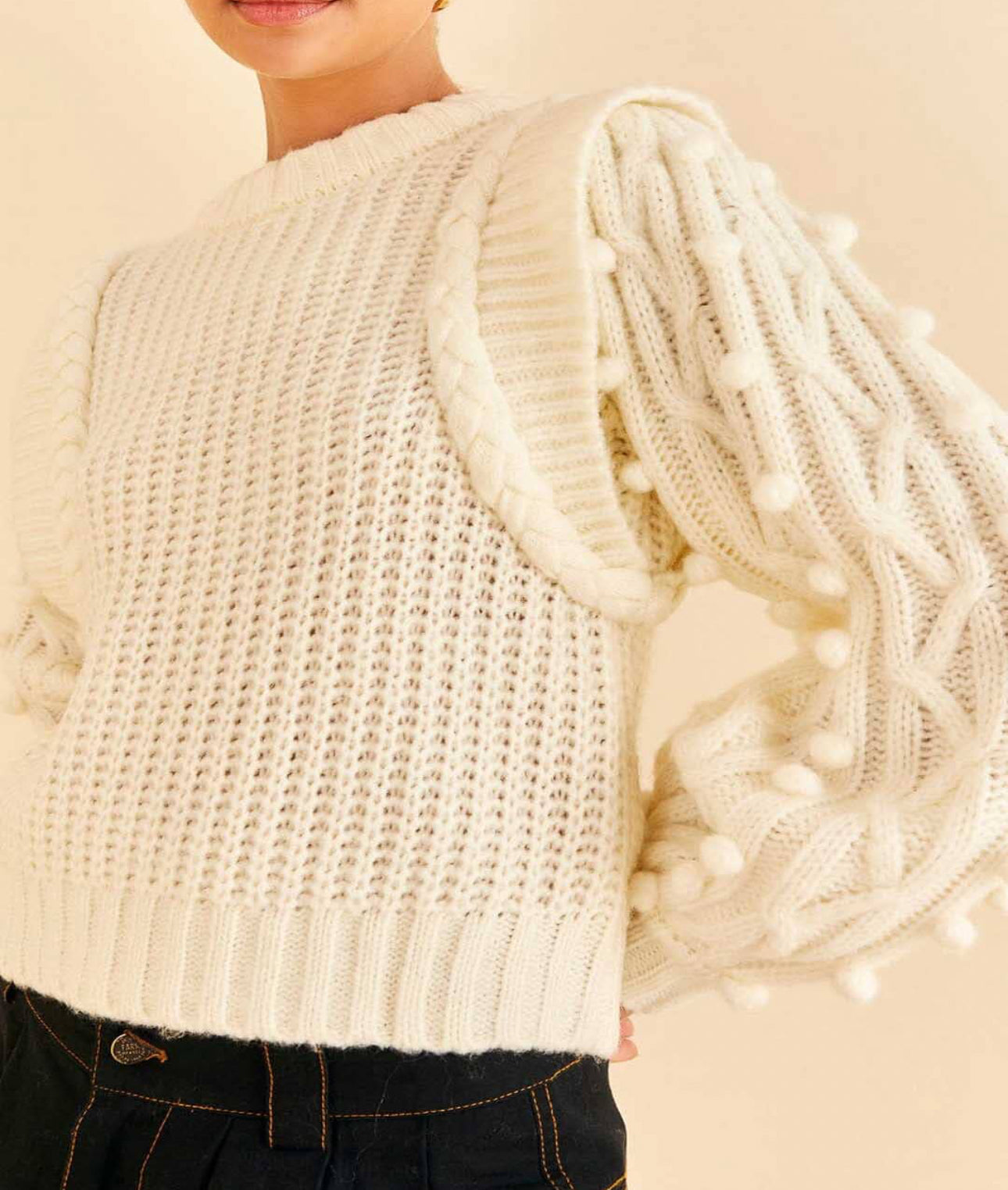 Farm Rio Braided Sweater - Off-White