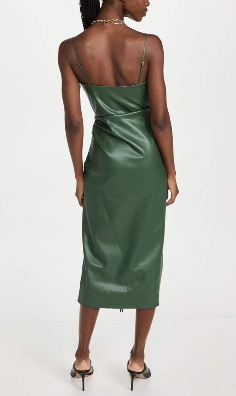 SIMKHAI Carlee Vegan Leather Dress - Hunter Green SIMKHAI Carlee Vegan Leather Dress - Hunter Green