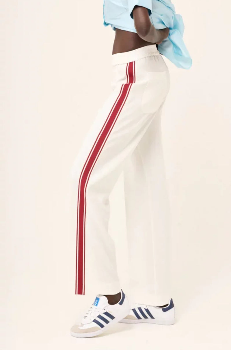 Le Stripe Luxe Tailored Track Pant - White/Red