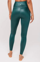 Spiritual Gangster Ada Wet Look 7/8 Legging - Deep Forest