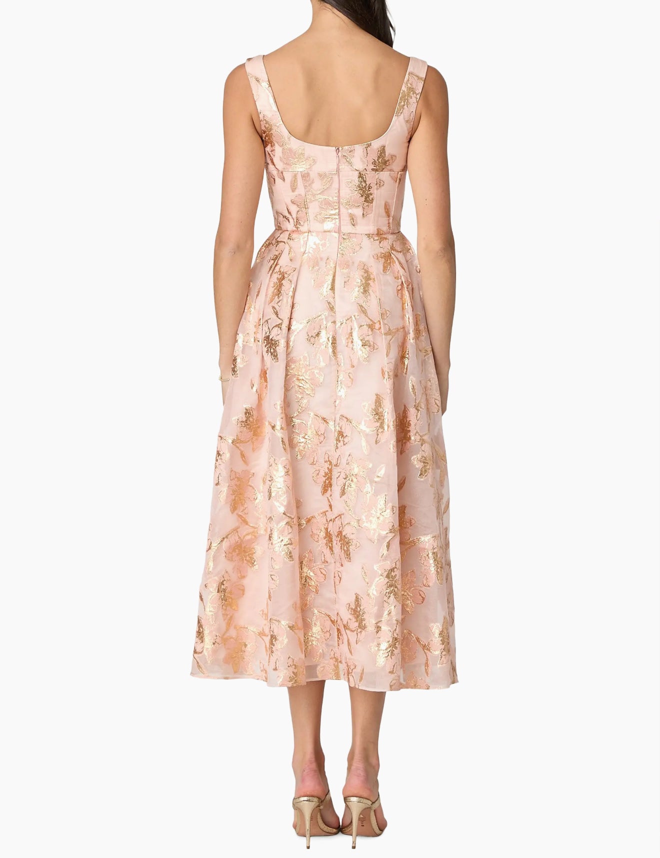 Shoshanna Ophelia Organza Tea-Length Dress - Blush Gold