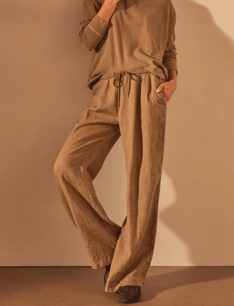 James Perse Wide Leg Relaxed Linen Pant - Cashew Pigment