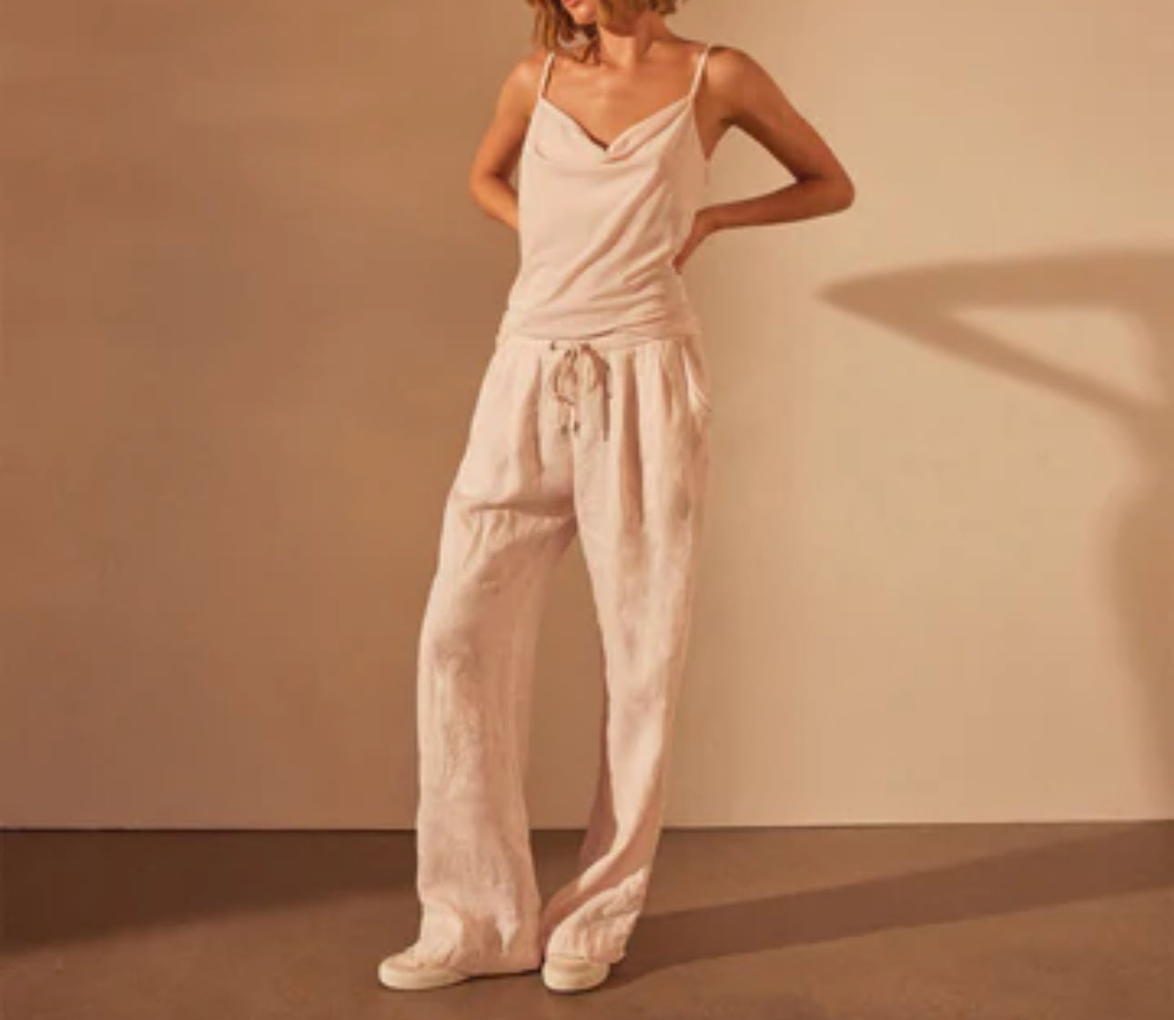 James Perse Wide Leg Relaxed Linen Pant - Zephyr Pigment