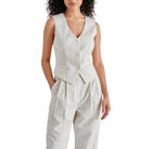 Steve Madden Selene Vest - White Pinstripe
