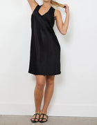 LAmade Madyson Silky Woven V Neck Dress - Black