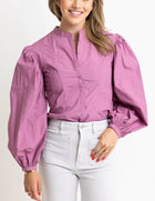 Karlie Clothes Solid Poplin Button Top - Purple