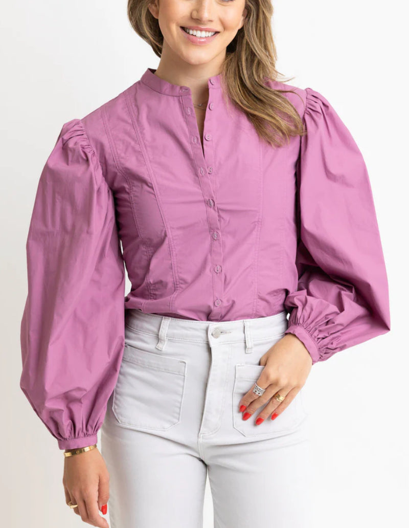 Karlie Clothes Solid Poplin Button Top - Purple