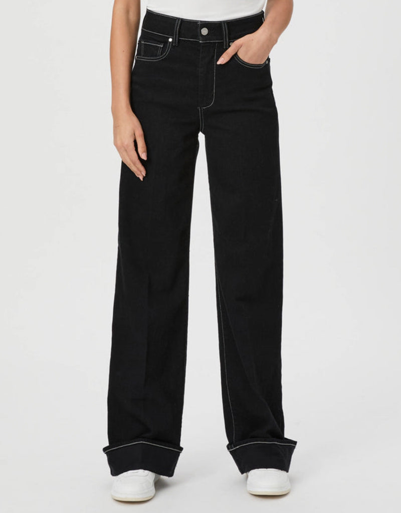 Paige Sasha 32″ Wide Cuff Jean – Twilight Black