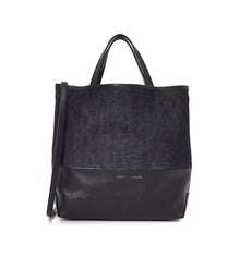 ALICE.D Medium Denim Leather Tote - Blue/Black