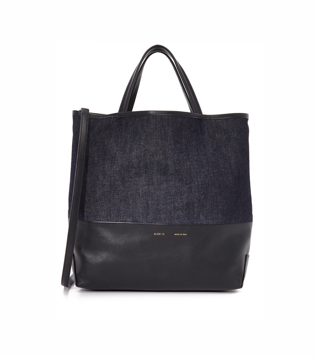 ALICE.D Medium Denim Leather Tote - Blue/Black