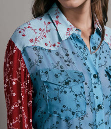 rag & bone Wyatt Patchwork Shirt - Dark Blue Floral
