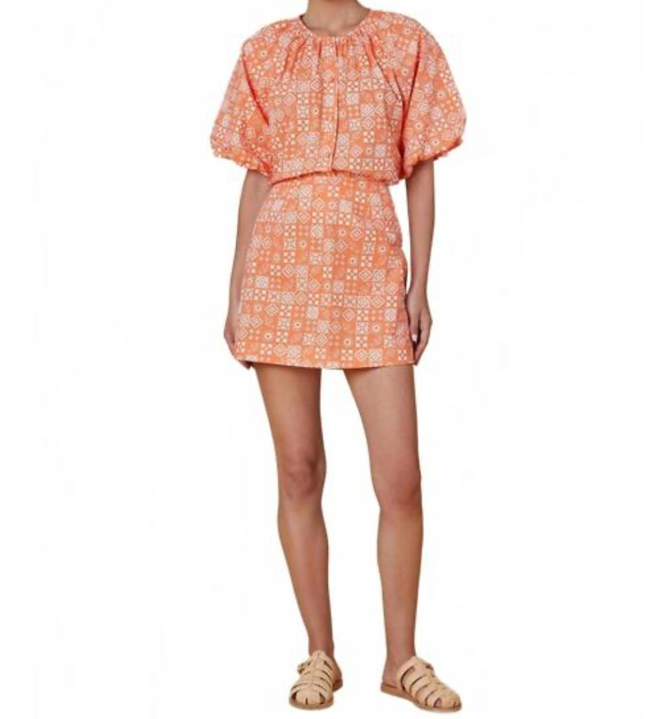 OLIVIA by livro Freda Top - Orange Checkerboard