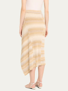 SIMKHAI Caelan Asymmetric Stripe Knit Skirt - Sand Multi