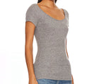 Sophie Rue Open Neck Long Tee - Heather Grey
