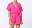 Monrow Gauze Wrap Romper - Raspberry