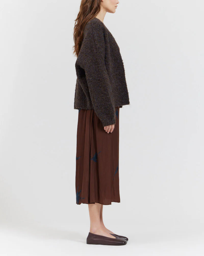 There-Elsewhere Wool Blend Open Texture Cardigan - Dark Chocolate